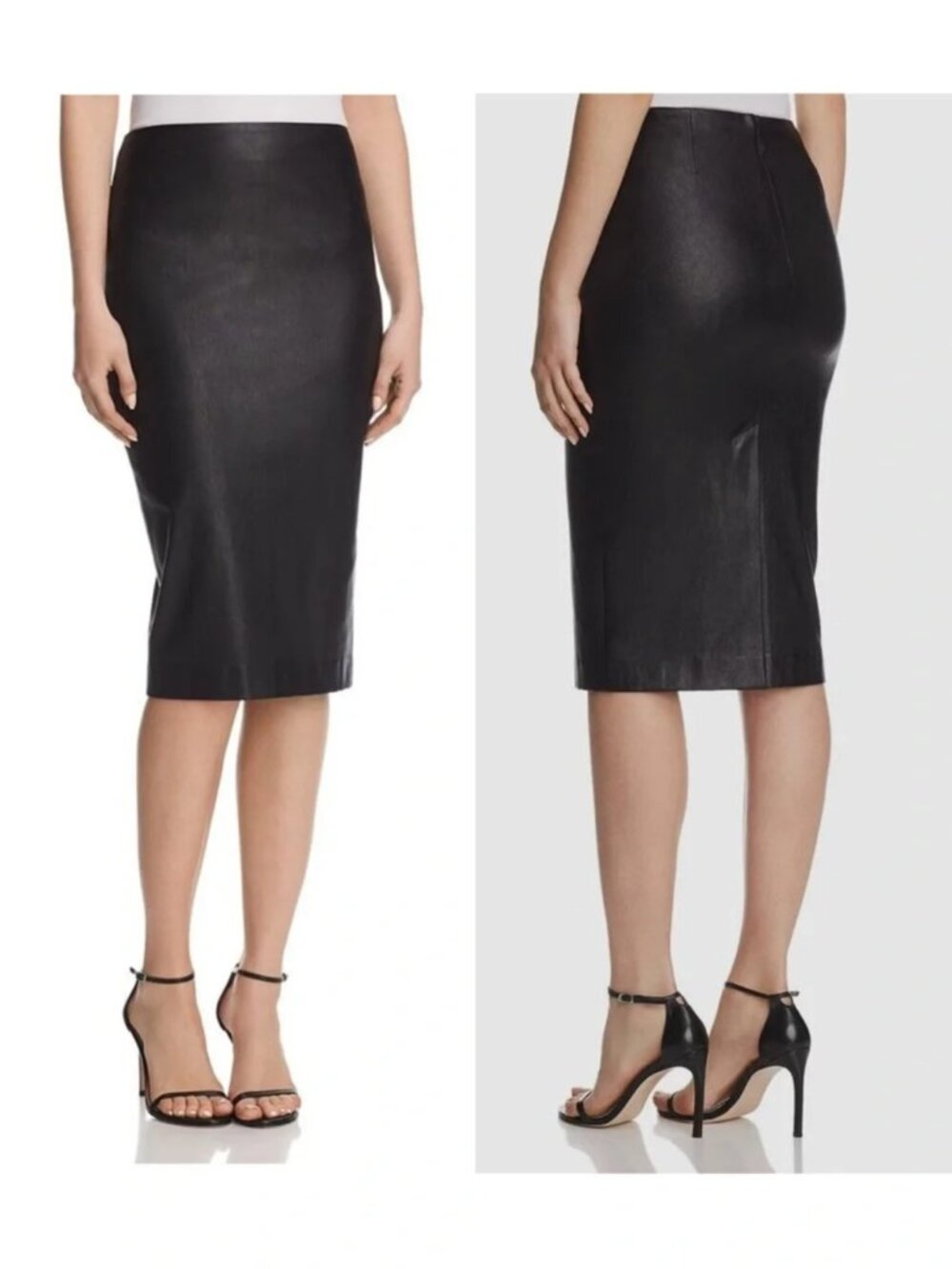 NWT Theory Bristol Leather Skinny Pencil Skirt Black size 4 Minimalist Designer